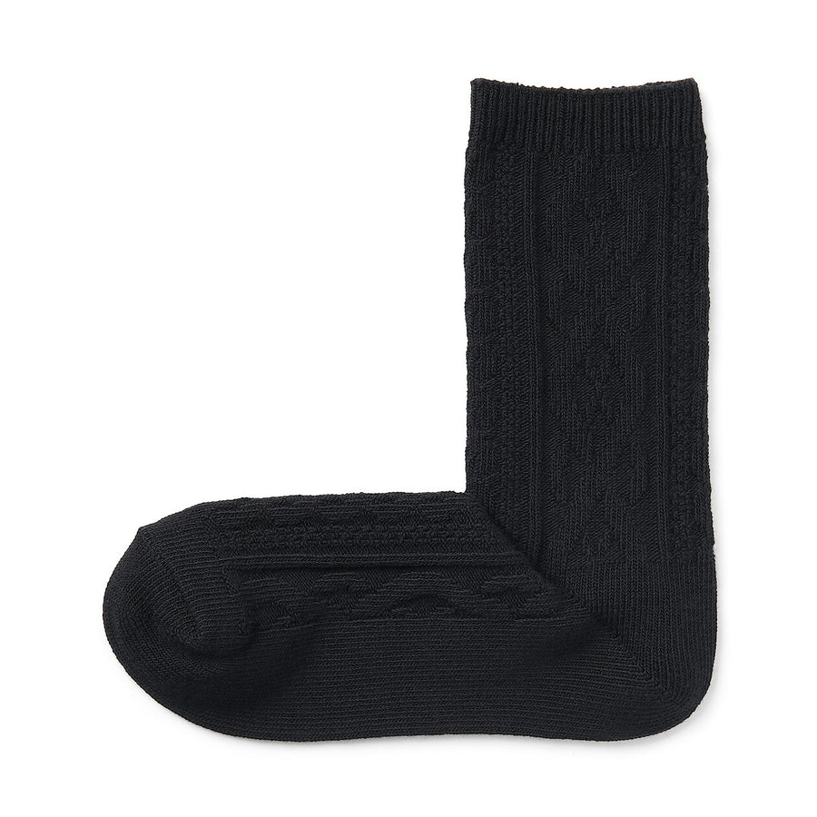W's right angle loose top cable stitch socksBlack21-23cm