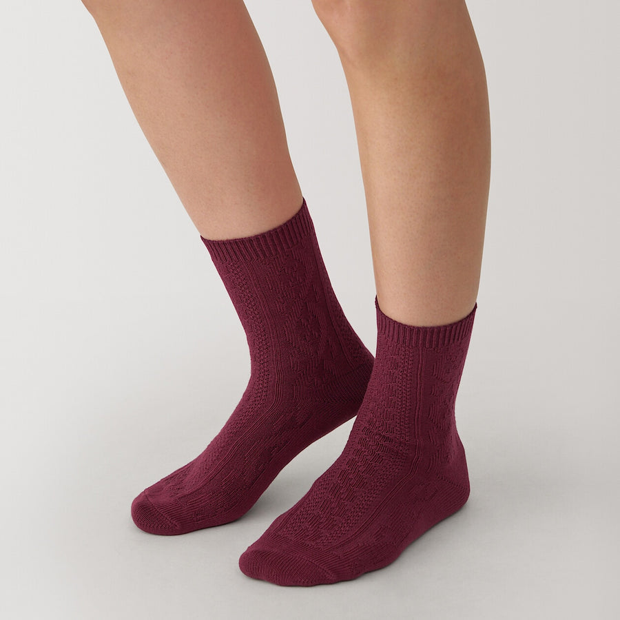 W's right angle loose top cable stitch socksBlack21-23cm