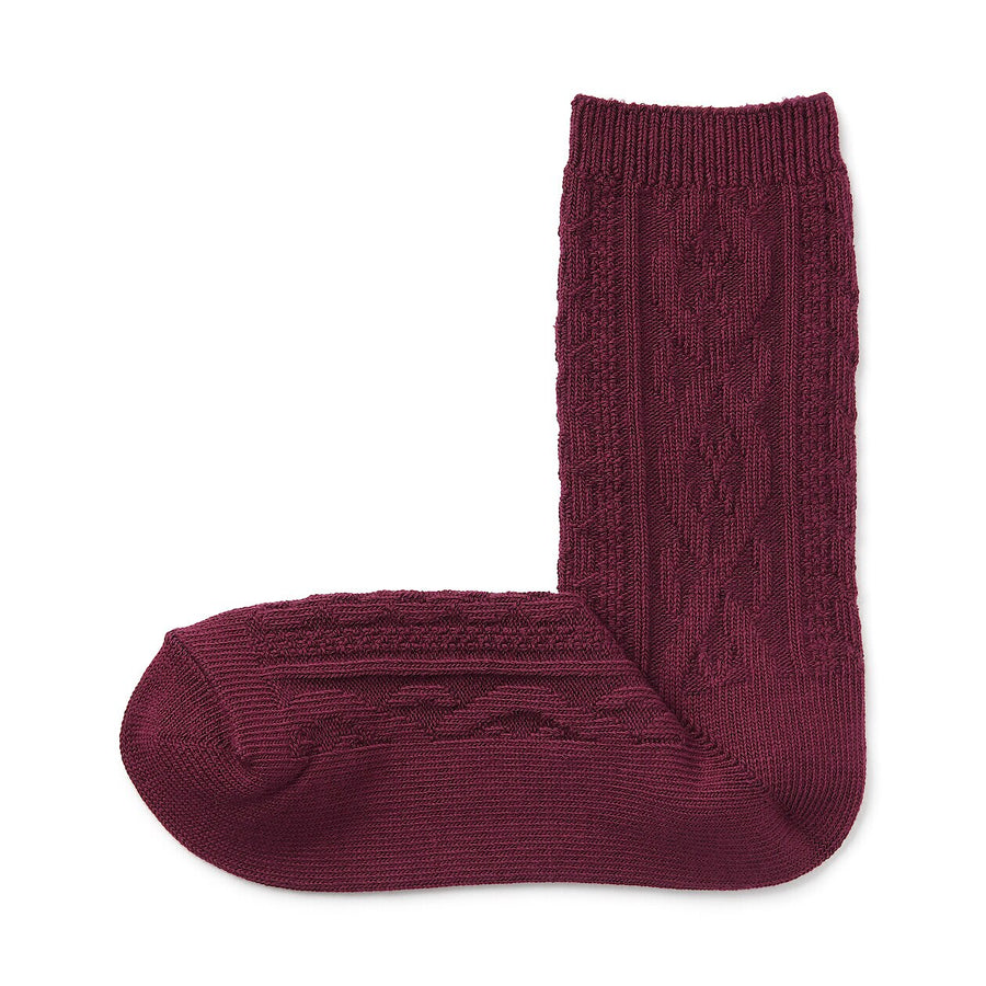 W's right angle loose top cable stitch socksBlack21-23cm