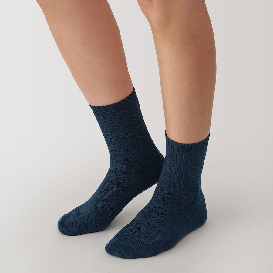 W's right angle loose top cable stitch socksBlack21-23cm