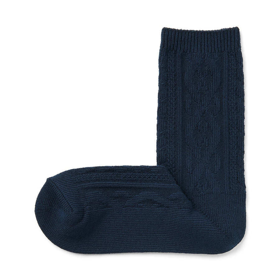W's right angle loose top cable stitch socksBlack21-23cm