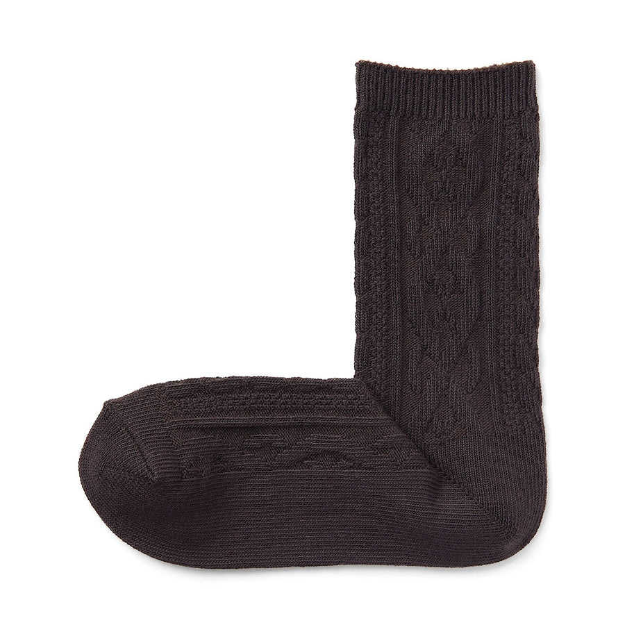 W's right angle loose top cable stitch socksBlack21-23cm