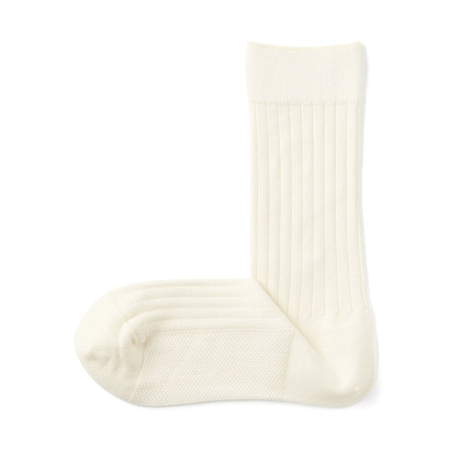 W's right angle wool mix rib thin socksOff White21-23cm