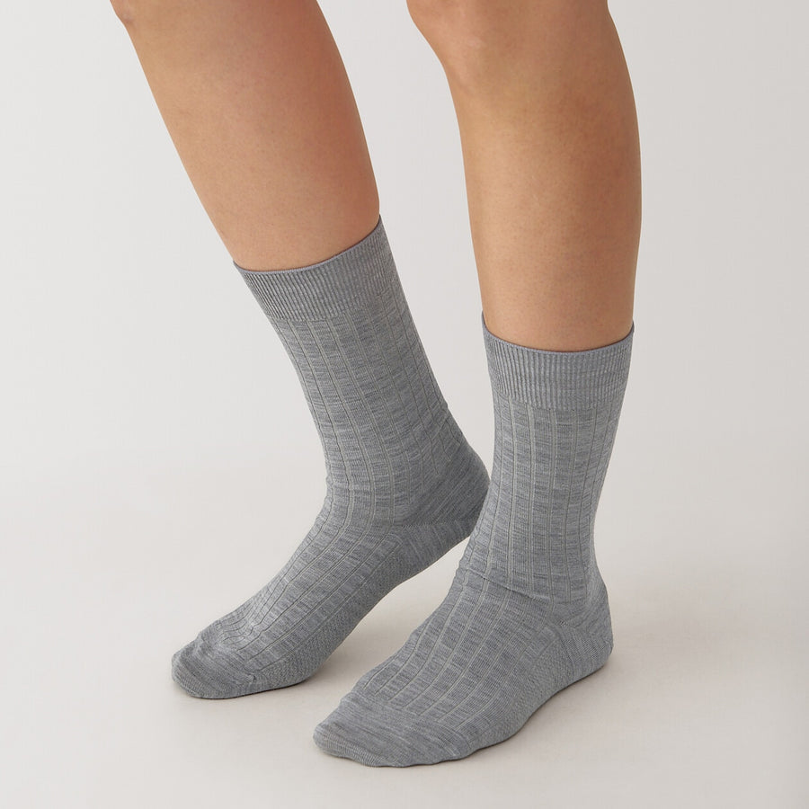 W's right angle wool mix rib thin socksOff White21-23cm