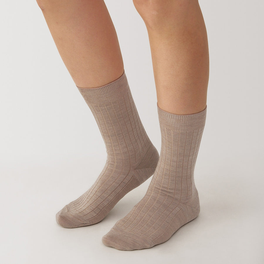 W's right angle wool mix rib thin socksOff White21-23cm