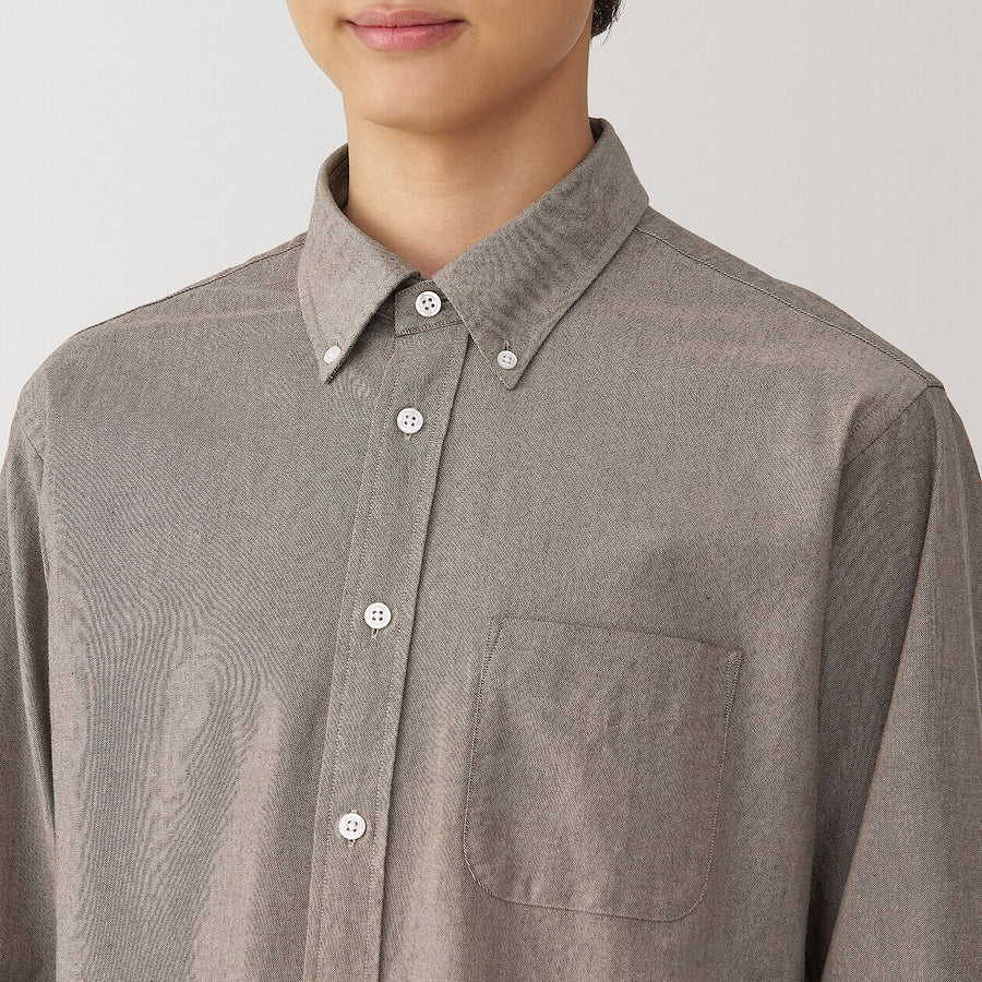 M's Washed oxford button down L/S shirt WhiteXS