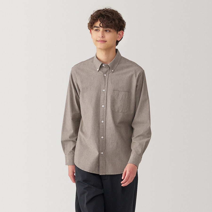 M's Washed oxford button down L/S shirt WhiteXS