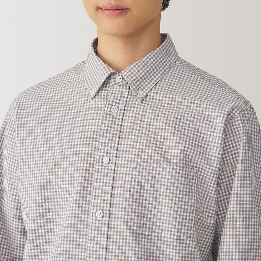 M's Washed oxford button down L/S shirt WhiteXS