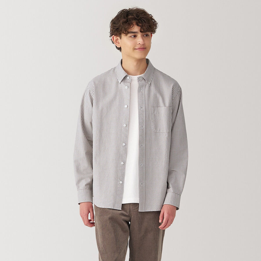 M's Washed oxford button down L/S shirt WhiteXS