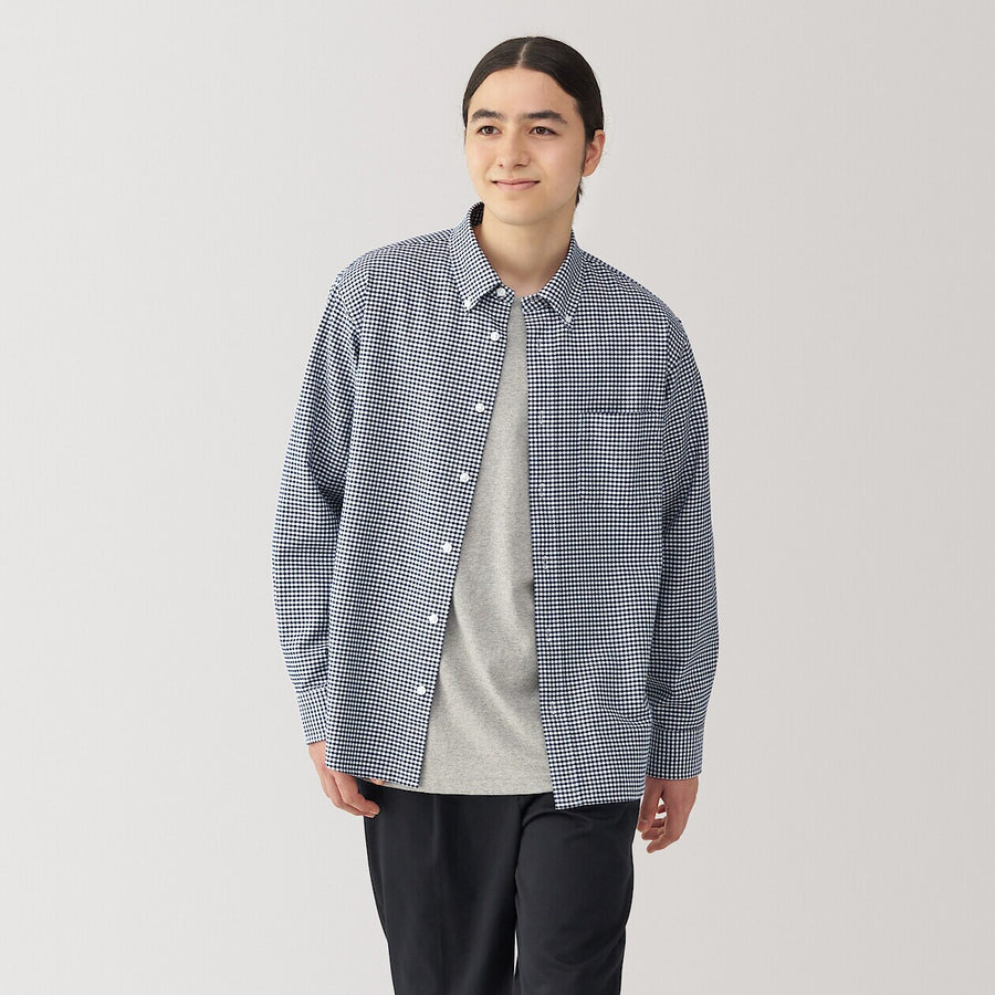 M's Washed oxford button down L/S shirt WhiteXS