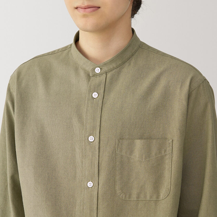 M's Washed Oxford Stand Collar Shirt WhiteXS