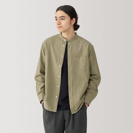 Washed Oxford 100% Cotton Stand Collar Shirt