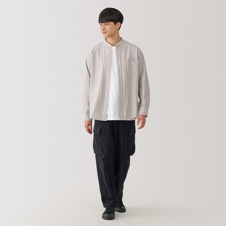 M's Washed Oxford Stand Collar Shirt WhiteXS