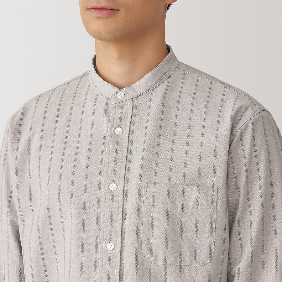 M's Washed Oxford Stand Collar Shirt WhiteXS