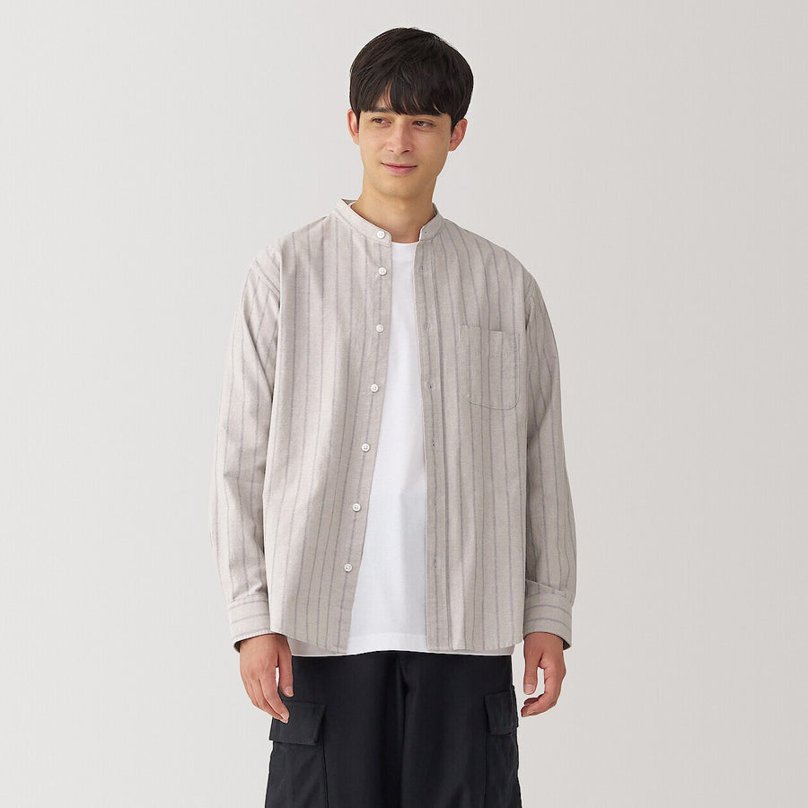 M's Washed Oxford Stand Collar Shirt WhiteXS