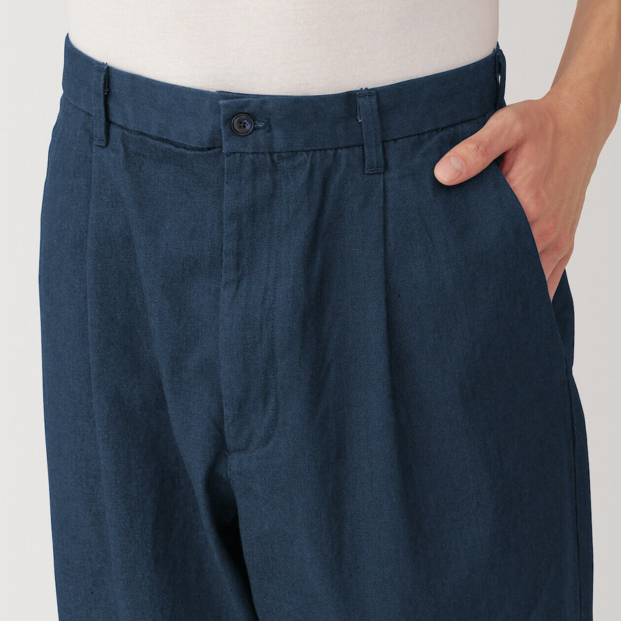 M's Indigo Tucked wide-fit pantsDark NavyXS