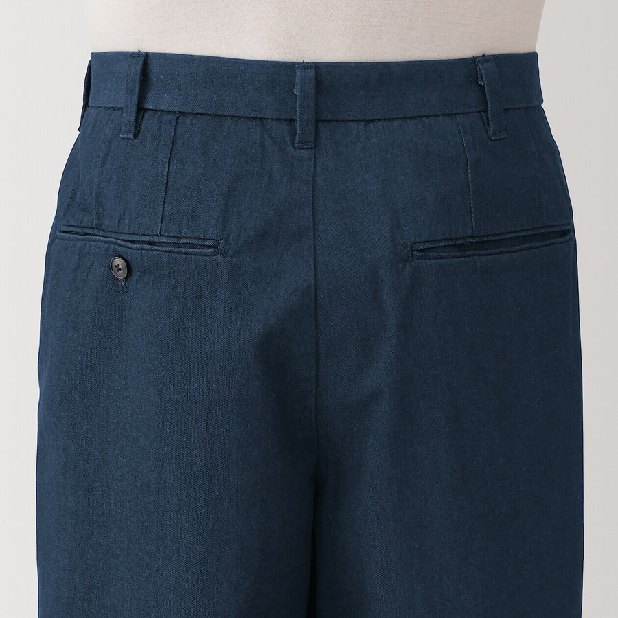 M's Indigo Tucked wide-fit pantsDark NavyXS