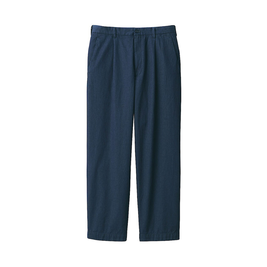 M's Indigo Tucked wide-fit pantsDark NavyXS