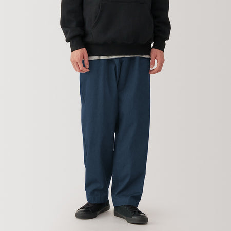 Indigo Tucked Wide Denim Pants