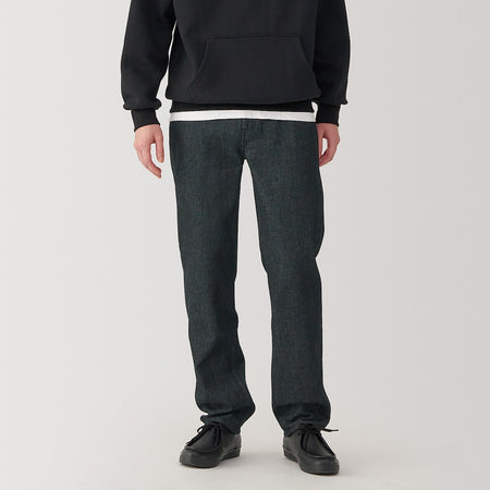 Kapok Blend Stretch Denim Straight Pants