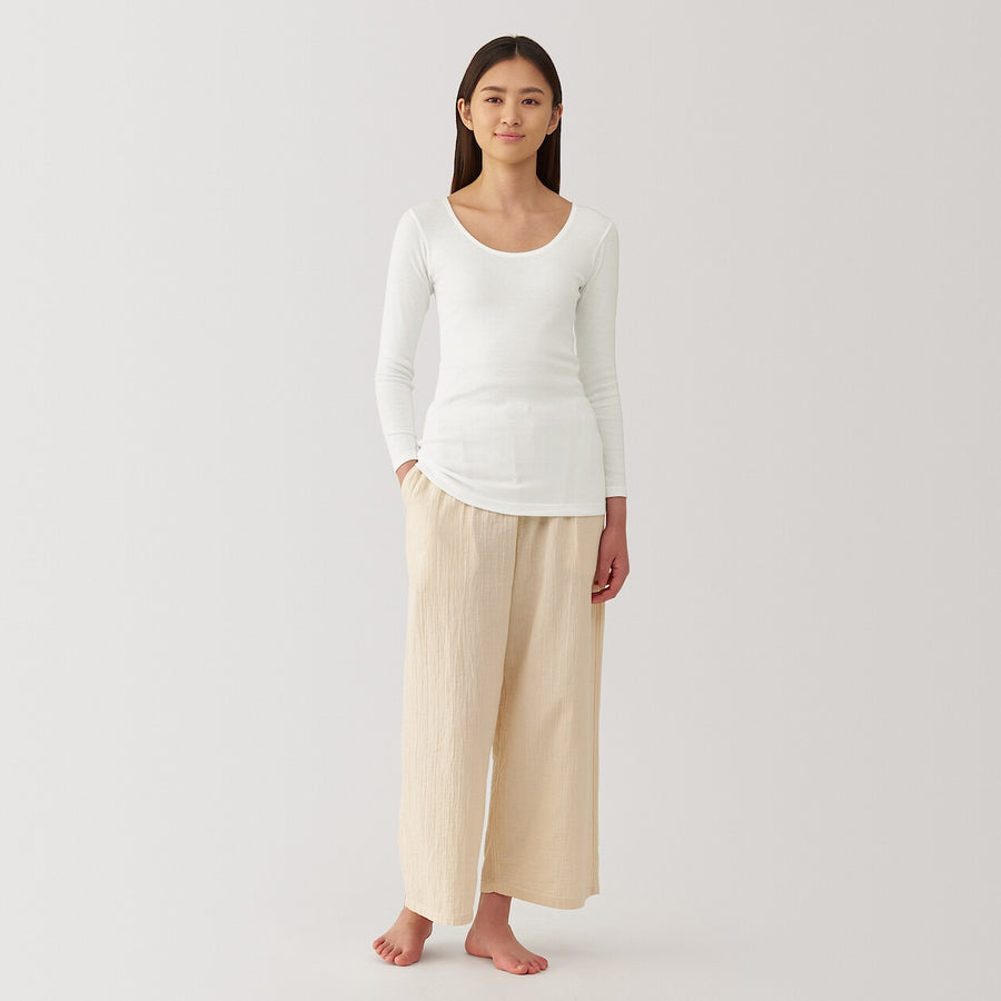 W's Warm cotton U neck T-shirt Off whiteXS