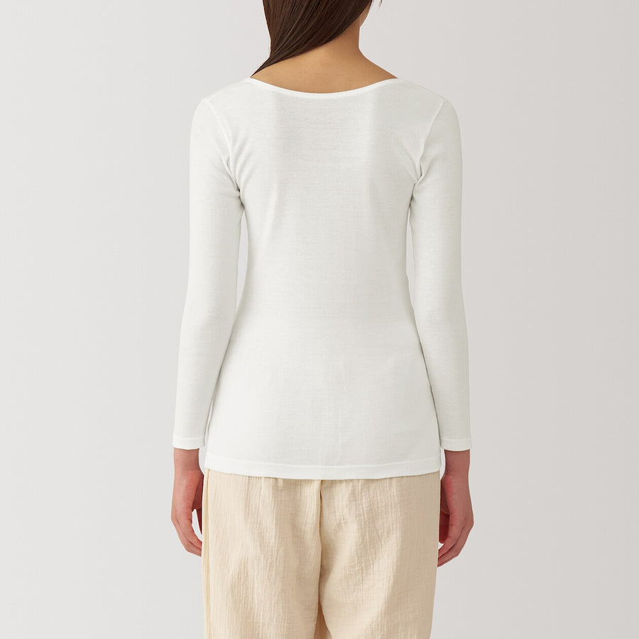 W's Warm cotton U neck T-shirt Off whiteXS