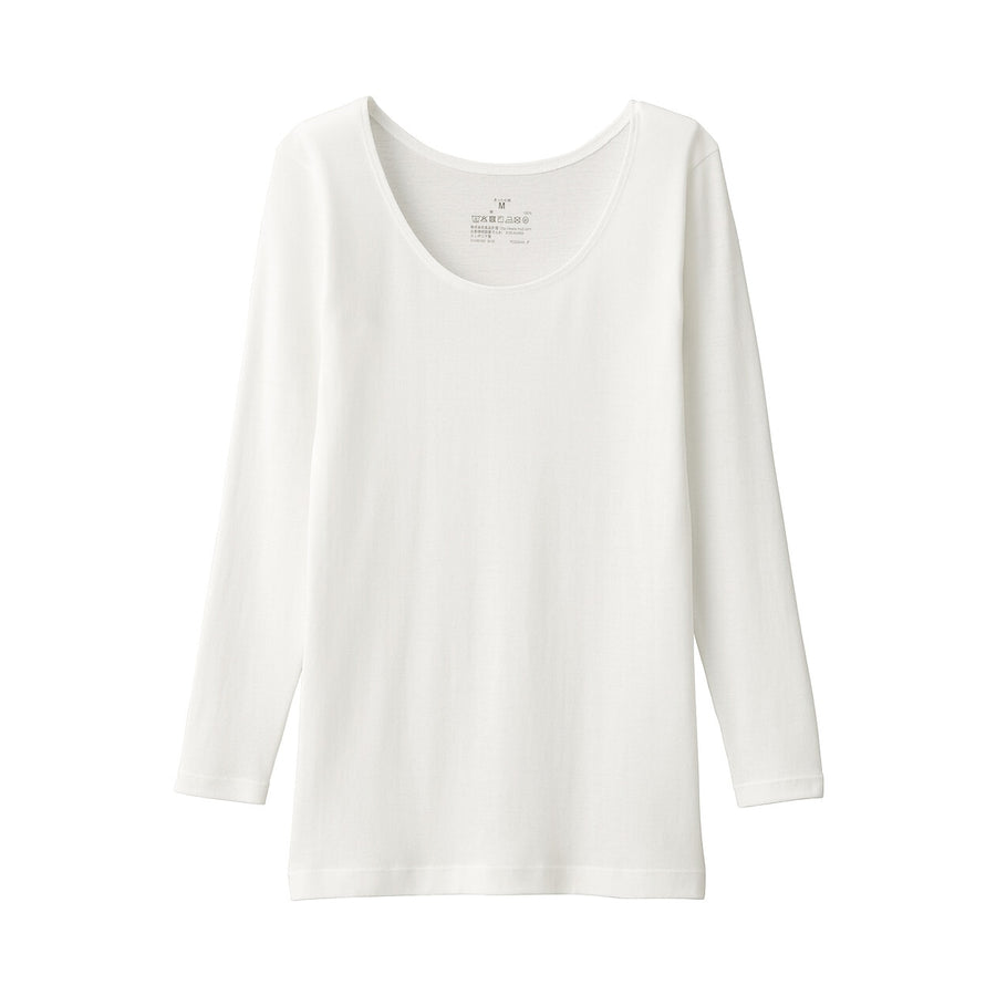 W's Warm cotton U neck T-shirt Off whiteXS