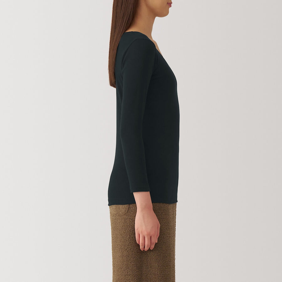 W's Warm cotton U neck T-shirt Off whiteXS