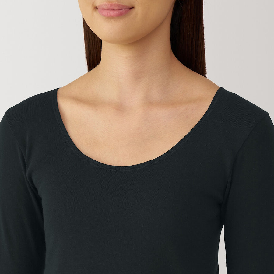 W's Warm cotton U neck T-shirt Off whiteXS