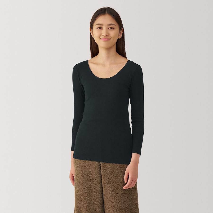 W's Warm cotton U neck T-shirt Off whiteXS