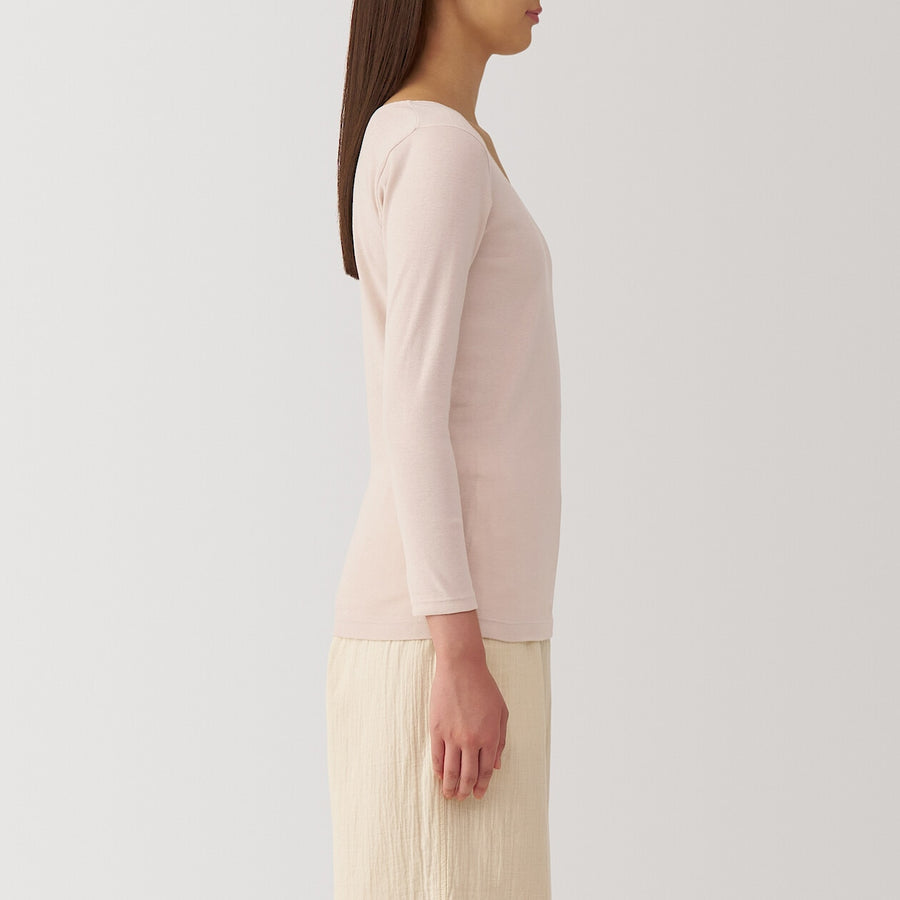 W's Warm cotton U neck T-shirt Off whiteXS