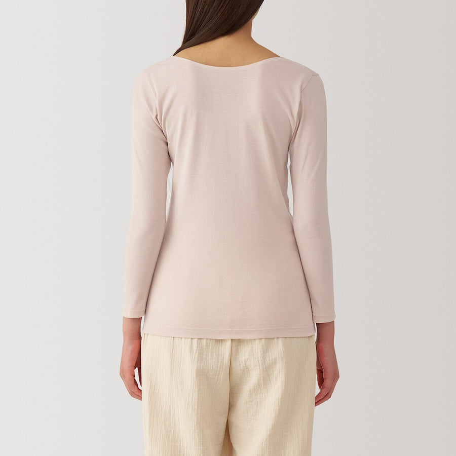 W's Warm cotton U neck T-shirt Off whiteXS