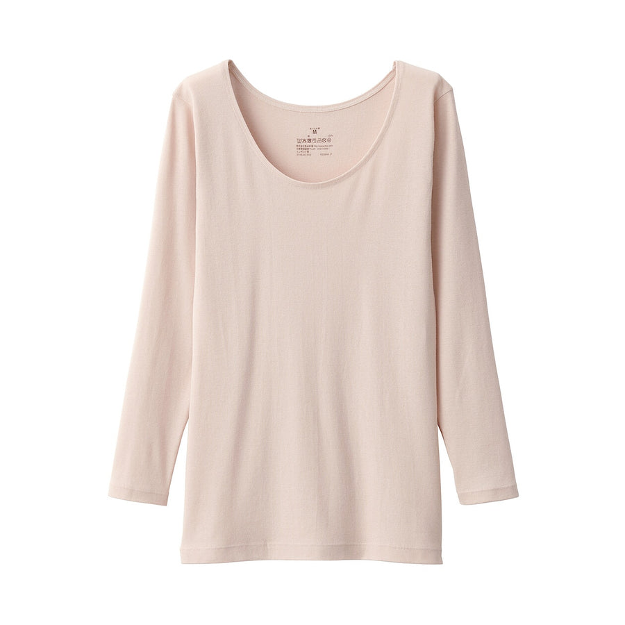 W's Warm cotton U neck T-shirt Off whiteXS