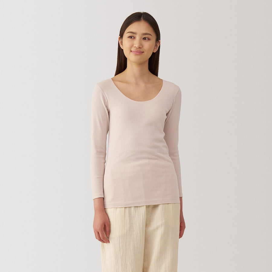 W's Warm cotton U neck T-shirt Off whiteXS