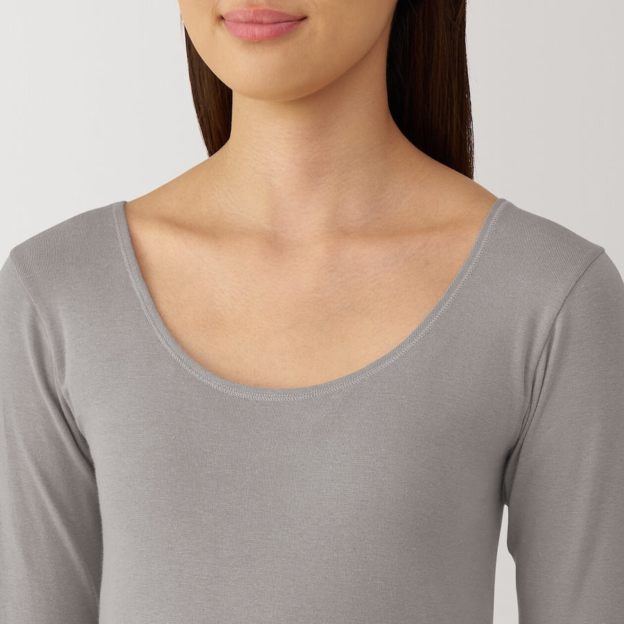 W's Warm cotton U neck T-shirt Off whiteXS