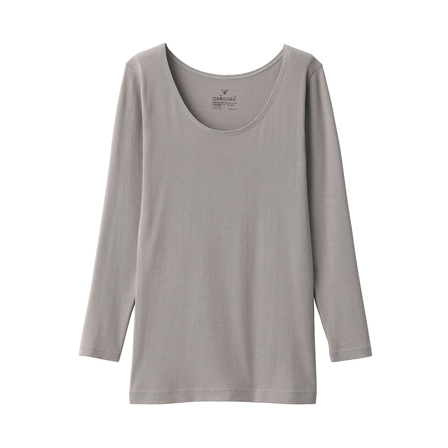W's Warm cotton U neck T-shirt Off whiteXS