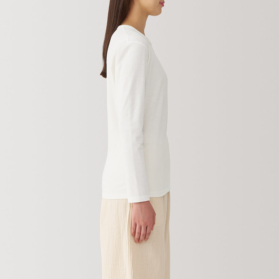 W's Warm,thick cotton L/S T-shirt Off whiteXS