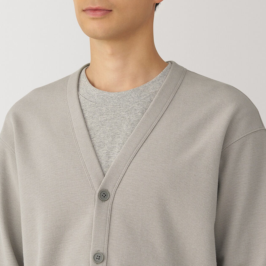 Men's Double knits milano rib V-neck cardiganGreyXS