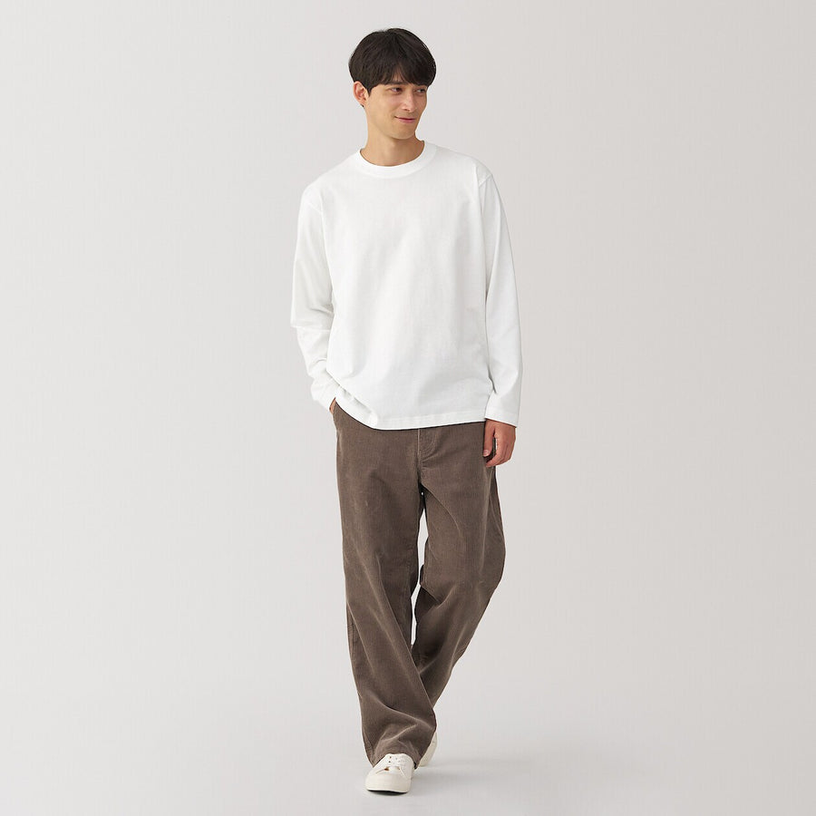 M's Brushed jersey crew neck L/Slv T-shirt WhiteXS