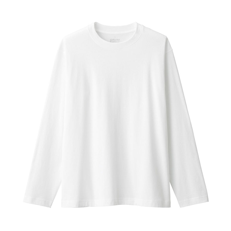 M's Brushed jersey crew neck L/Slv T-shirt WhiteXS