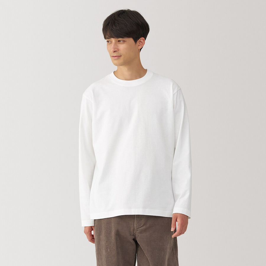 M's Brushed jersey crew neck L/Slv T-shirt WhiteXS