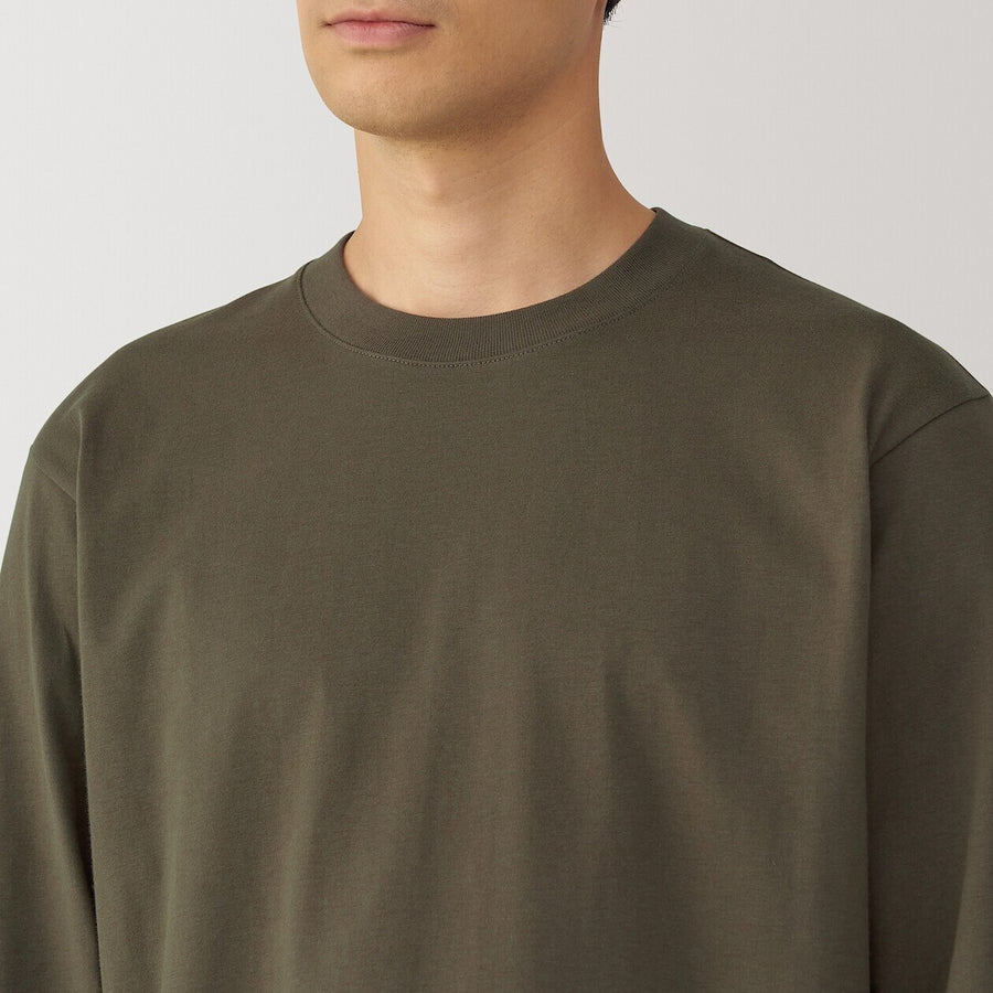 M's Brushed jersey crew neck L/Slv T-shirt WhiteXS