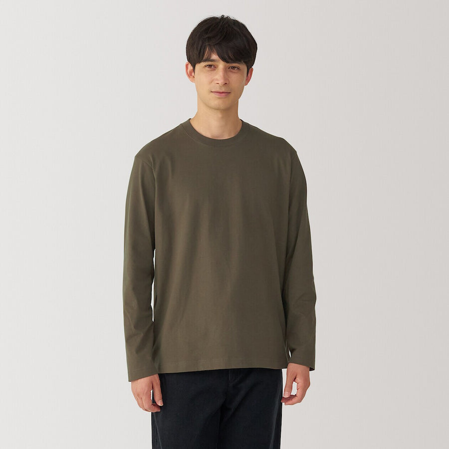 M's Brushed jersey crew neck L/Slv T-shirt WhiteXS