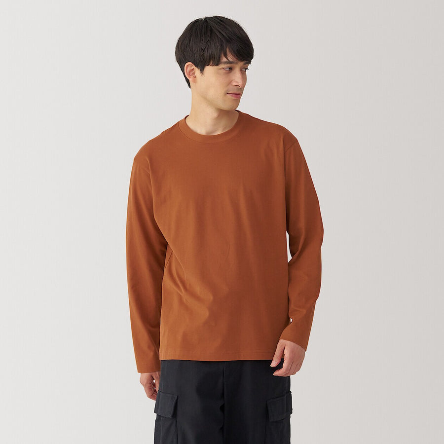 M's Brushed jersey crew neck L/Slv T-shirt WhiteXS