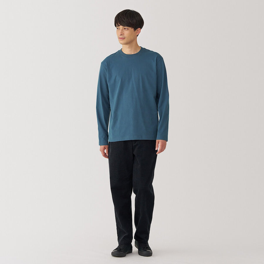 M's Brushed jersey crew neck L/Slv T-shirt WhiteXS