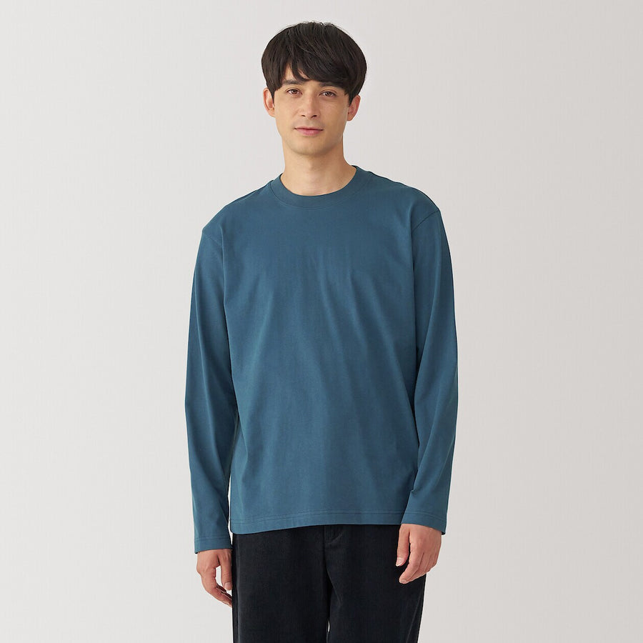 M's Brushed jersey crew neck L/Slv T-shirt WhiteXS