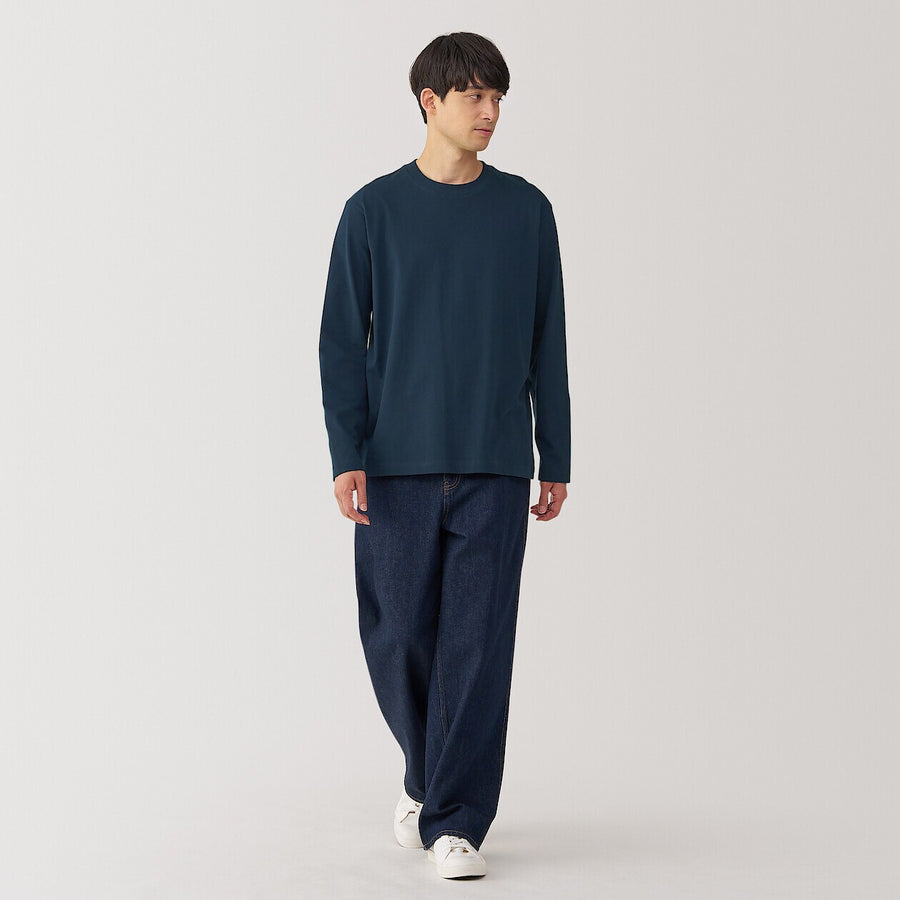 M's Brushed jersey crew neck L/Slv T-shirt WhiteXS