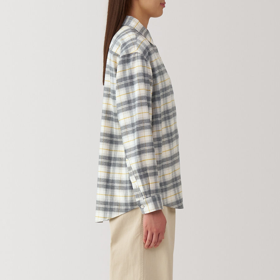 W's Dbl-brushed flannel regular collar LS shirtOff WhiteXS