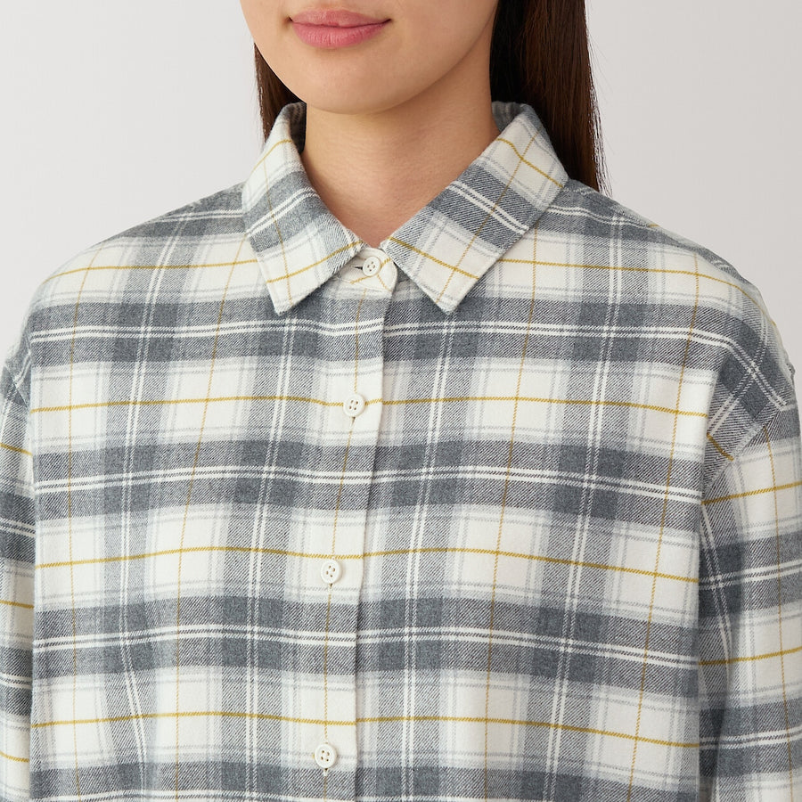 W's Dbl-brushed flannel regular collar LS shirtOff WhiteXS