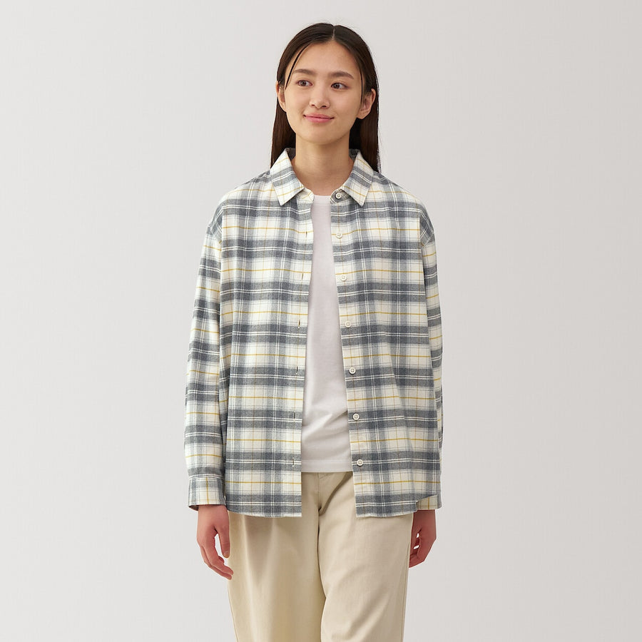 W's Dbl-brushed flannel regular collar LS shirtOff WhiteXS